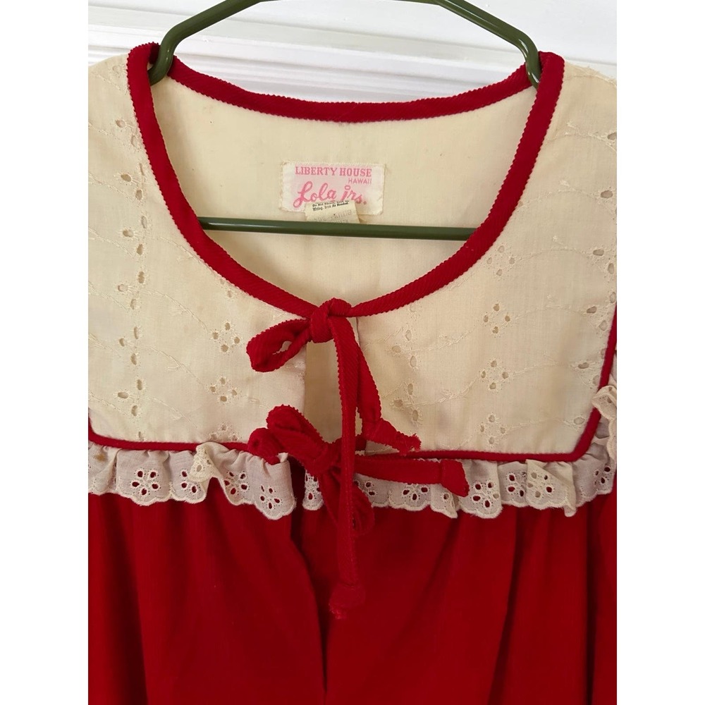 Vintage Liberty House Hawaii Lola Jrs  Night Gown Red Corduory